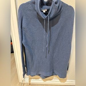 Pure Jill For J. Jill Teal Cowl Neck Pullover Waffle Sweater Size Medium